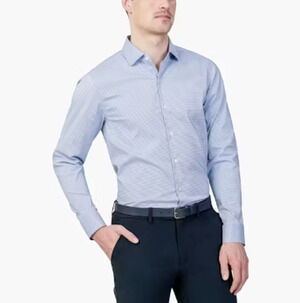 NWT Ministry Of Supply Men's Aero Slim Fit Button Down Shirt Blue Grid Size XXL